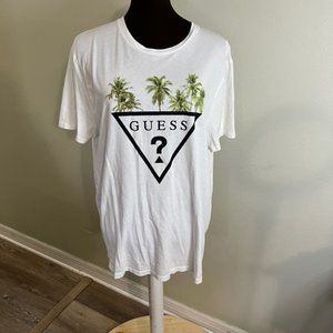 Guess White Crew Neck Logo Tee
